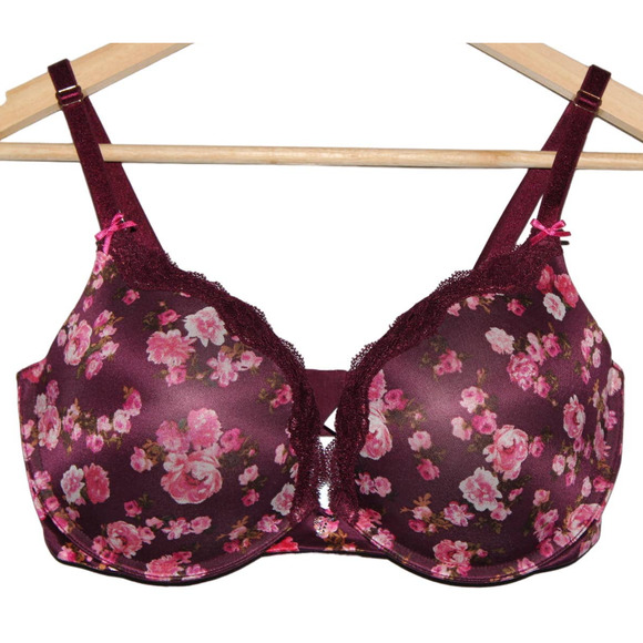 Women's Victoria's Secret Dream Angels Push-Up Bra Red Pink Floral Bra Size 34DD - Picture 1 of 8